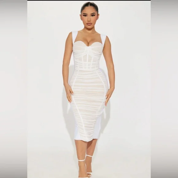 nana ama mcbrown fashion dresses Striped Deep V Long Sleeve Buttoned Bandage Dress – IULOVER main image 1